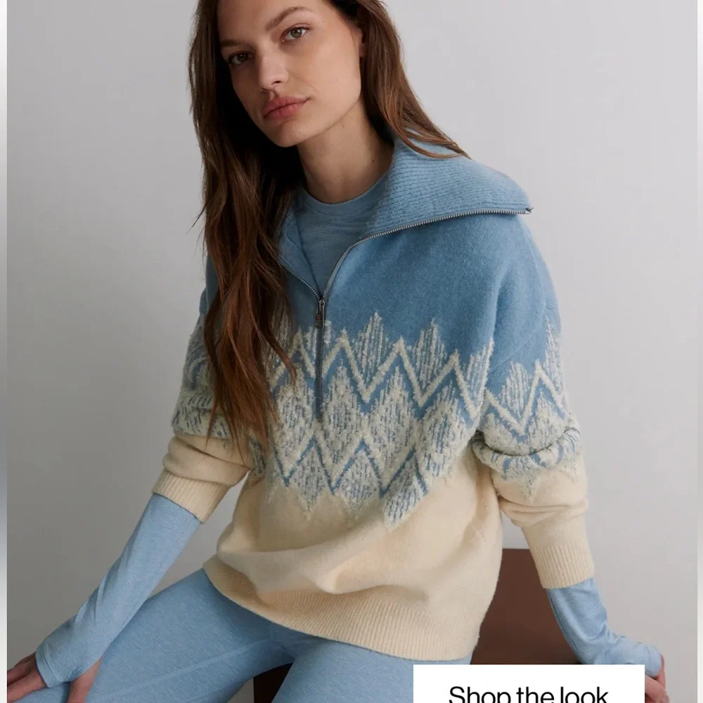 NWT Varley Hedda Fairisle Half-Zip Knit, Size M - Picture 8 of 8